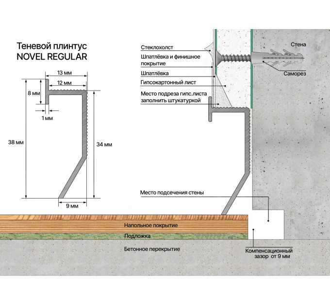 Теневой плинтус Novel Regular