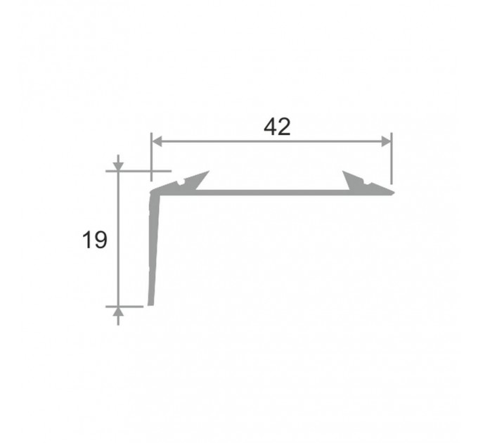 Алюминиевый угловой порог для пола ПО 38х23 (42x19)