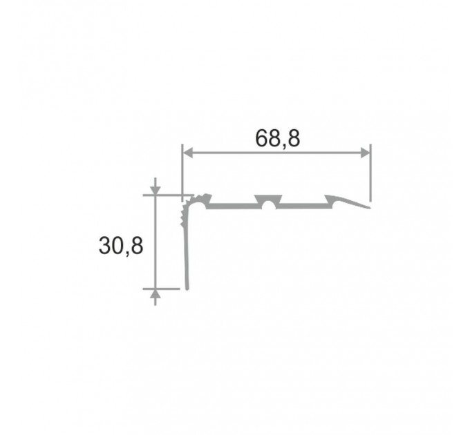 Алюминиевый угловой порог для пола ПО 68х30