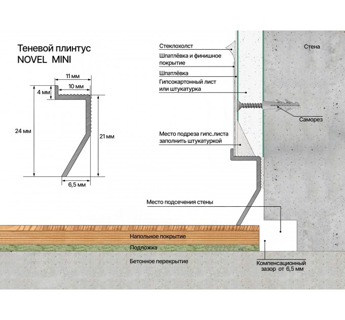 Теневой плинтус Novel Mini